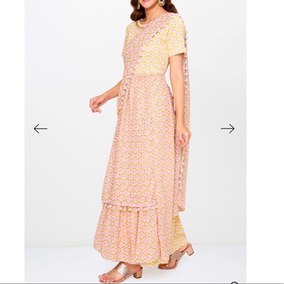 Global Desi Dresses & Skirts - New - Global Desi - Frilled Stitched Saree Dress - Never Worn - Ready to Wear